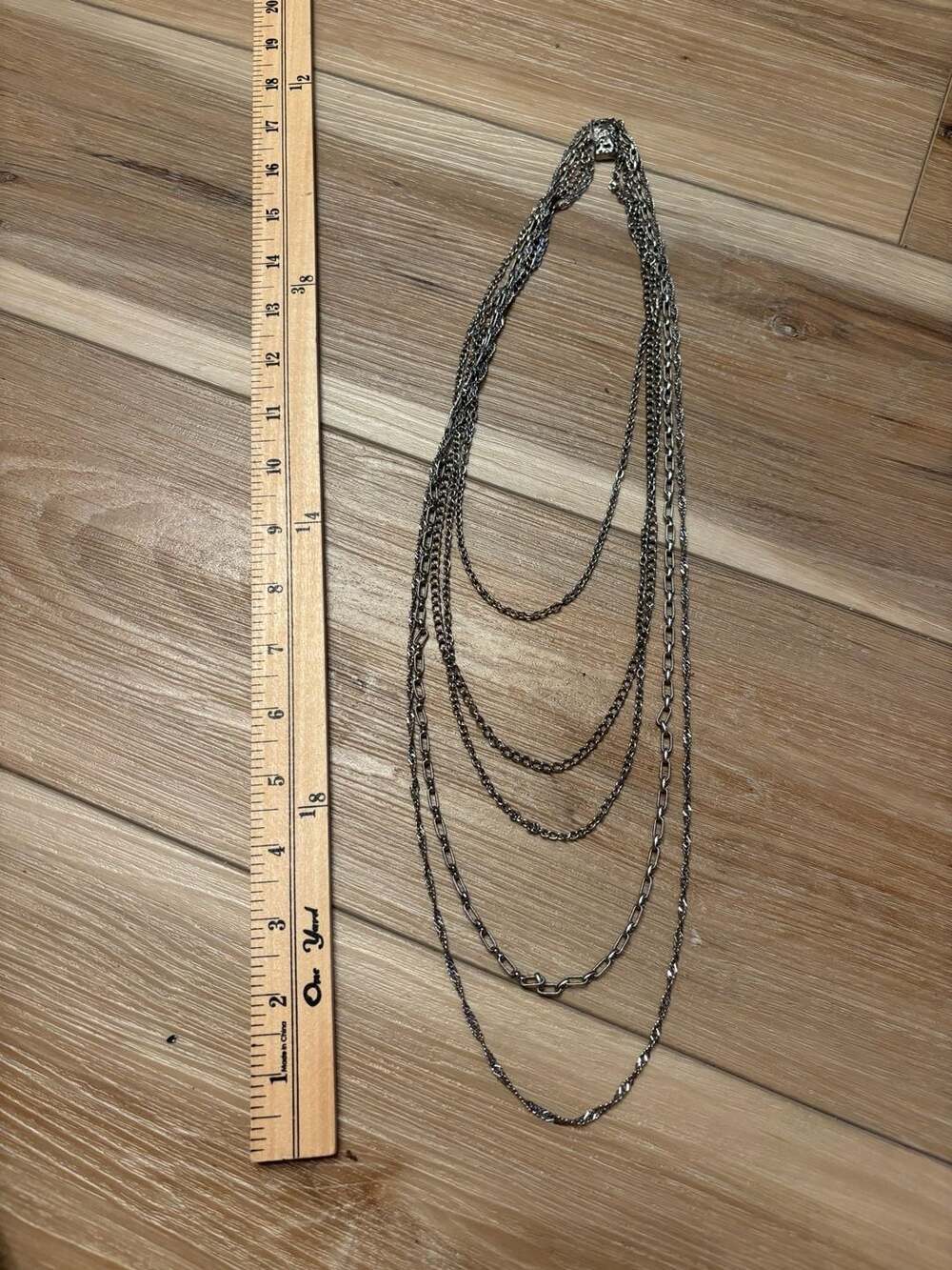 Citation Vintage Multi-Strand Silver Tone Chain Necklace with Filigree Clasp